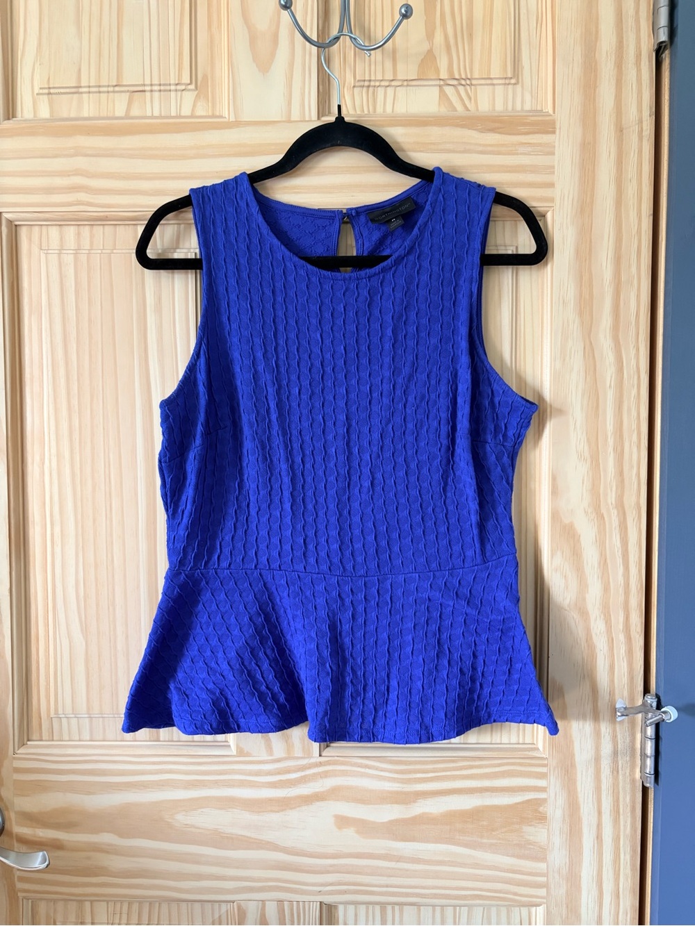 Worthington Royal Blue Textured Peplum Sleeveless Top